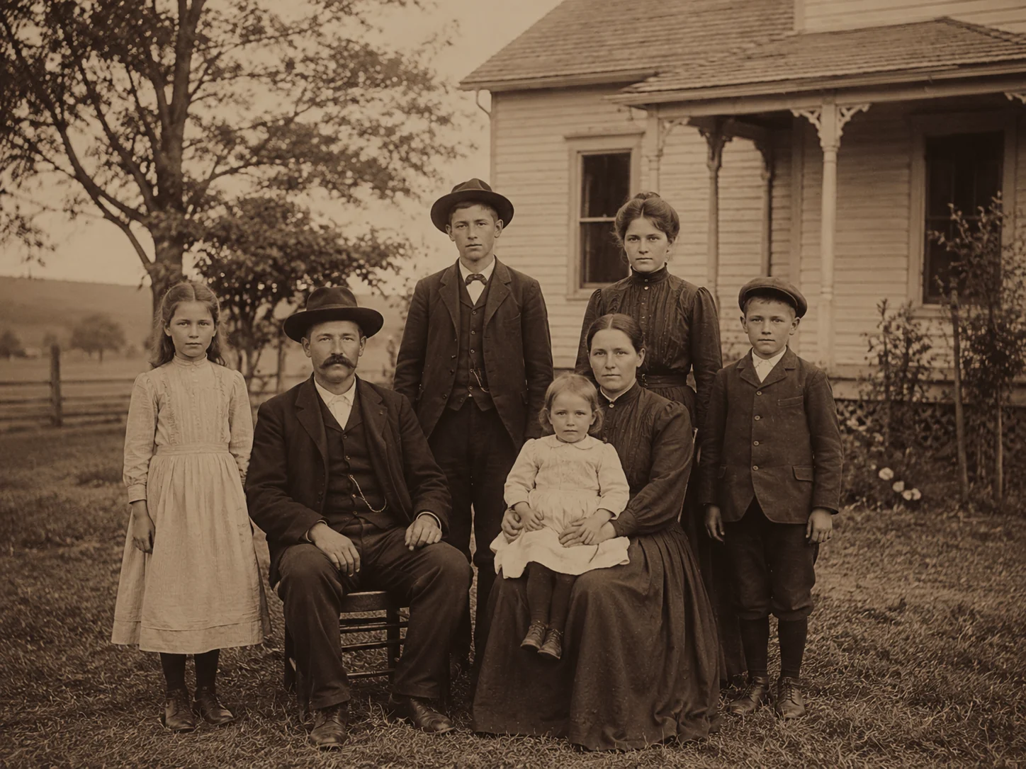 Vintage outdoor family portrait