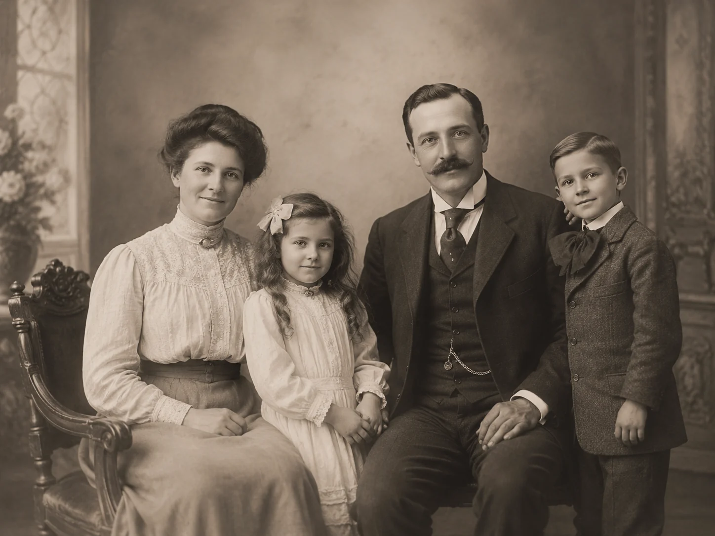 Vintage parents and children portrait