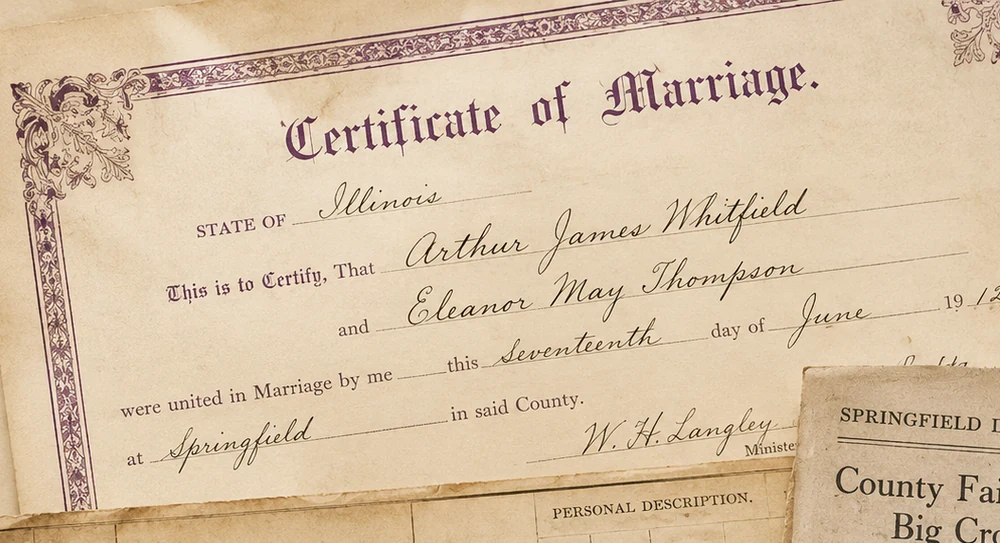 Historical marriage certificate