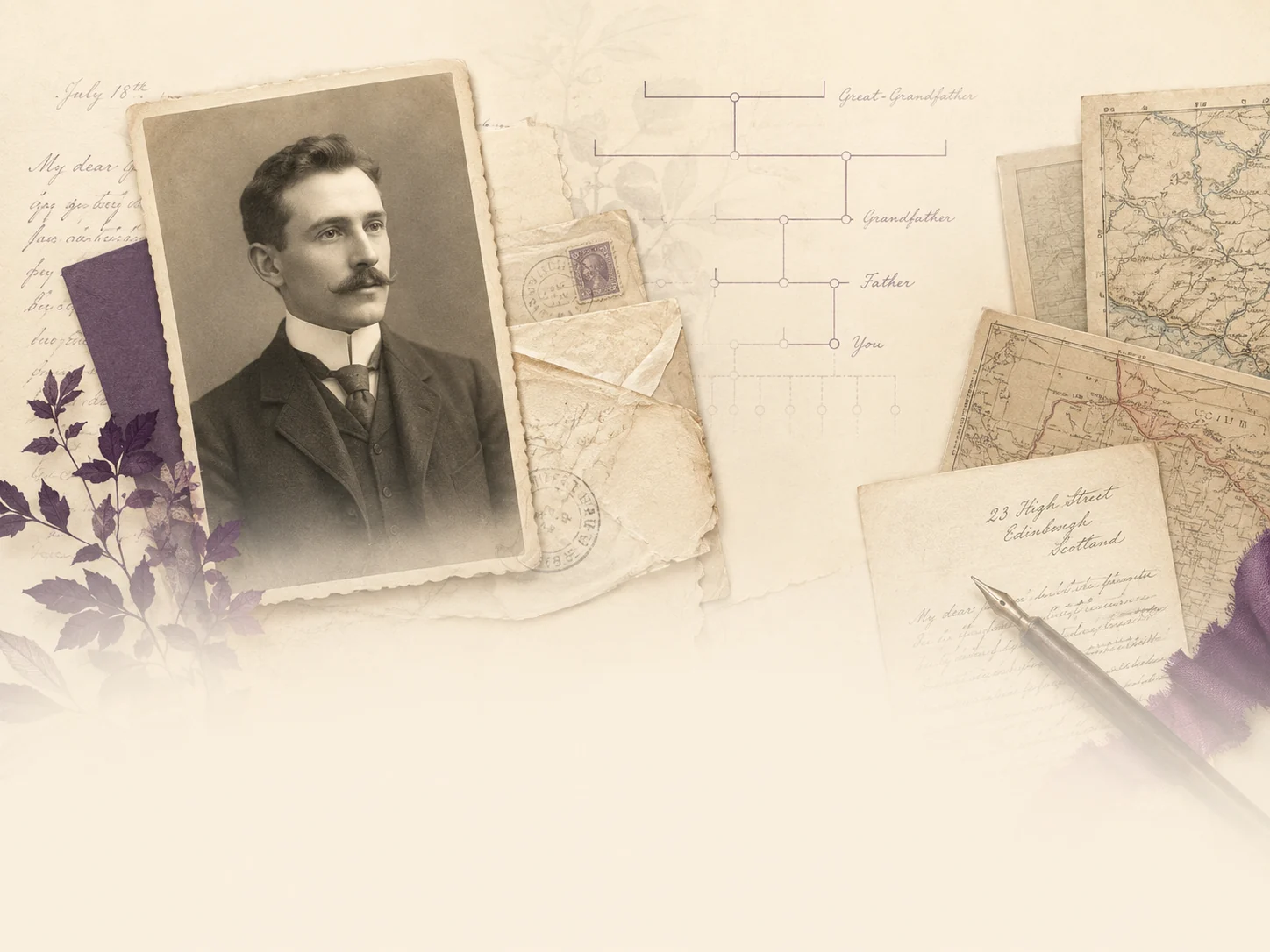Paternal family line archival collage